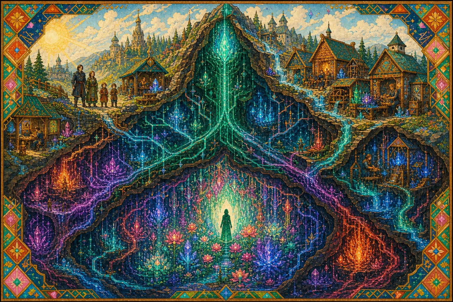 Разрез Железной горы: тёплые мастерские на поверхности и глубокая кристаллическая решётка внутри